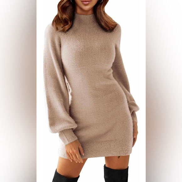 Exlura Dresses & Skirts - NWT-EXLURA Mock Neck Ribbed Long Sleeve Bodycon Pullover Dress